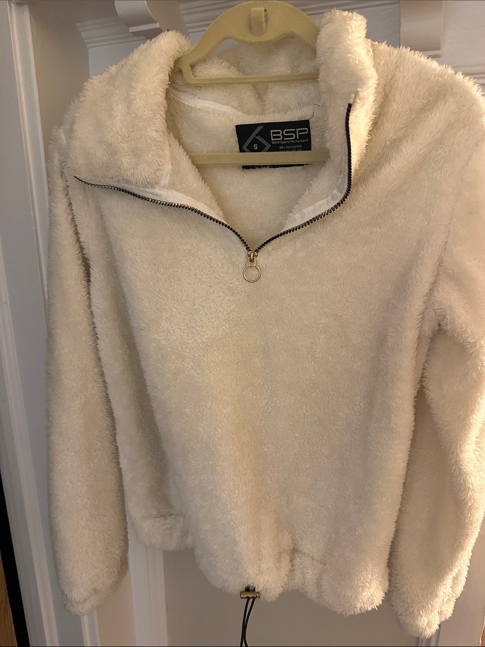 Cream Fuzzy Half-Zip Pullover Jacket